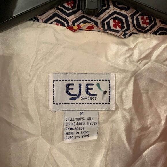 Vintage EJE Silk Patchwork Zip Up Jacket sz M NWT - Picture 5 of 6